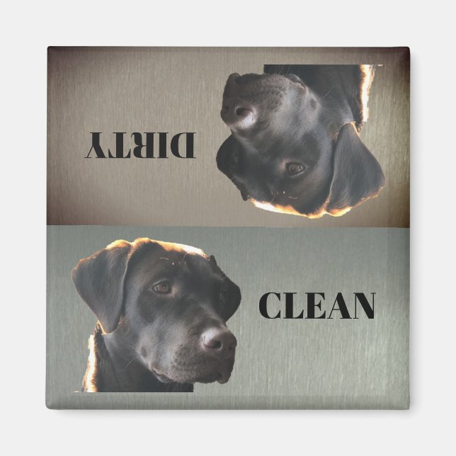 Aimant Cute Chocolat Lab Nettoyer Lave-vaisselle sale Mag (Devant)