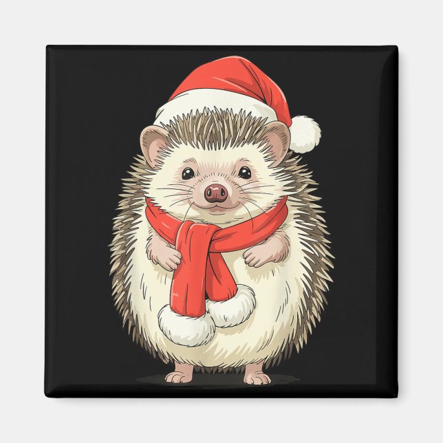 Aimant Cute Christmas Hedgehog Santa  (Devant)