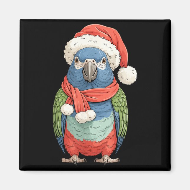 Aimant Cute Christmas Onus Parrot Santa Bird Lovers  (Devant)