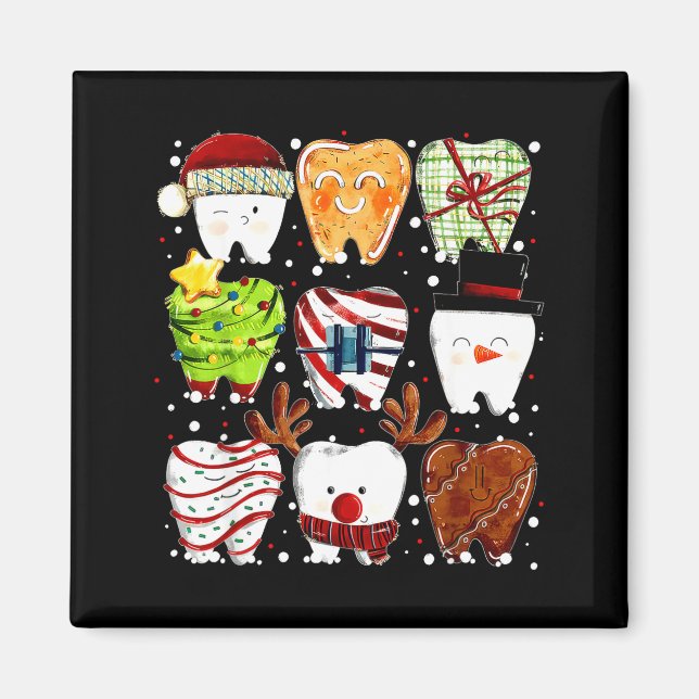 Aimant Cute Christmas Teeth Funny Christmas Dentist Denta (Devant)