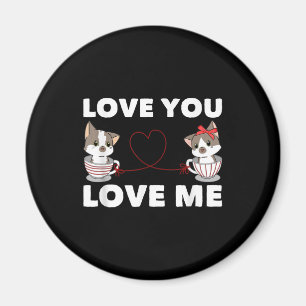Aimant Cute Coeur Chat Amour Romantique Couple Kitten Cad