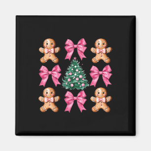 Aimant Cute Coquette Pink Bow Xmas Gingerbread Homme Chri