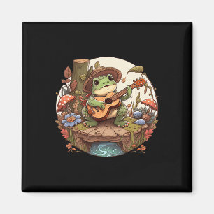 Aimant Cute Cottagecore Grenouille esthétique Jouer Banjo