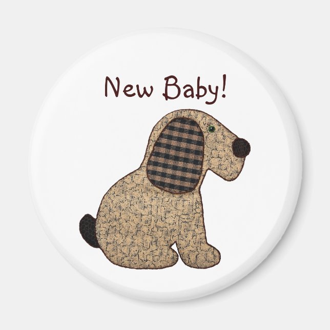 Aimant Cute Country Style En vichy Chien Nouveau bébé (Devant)