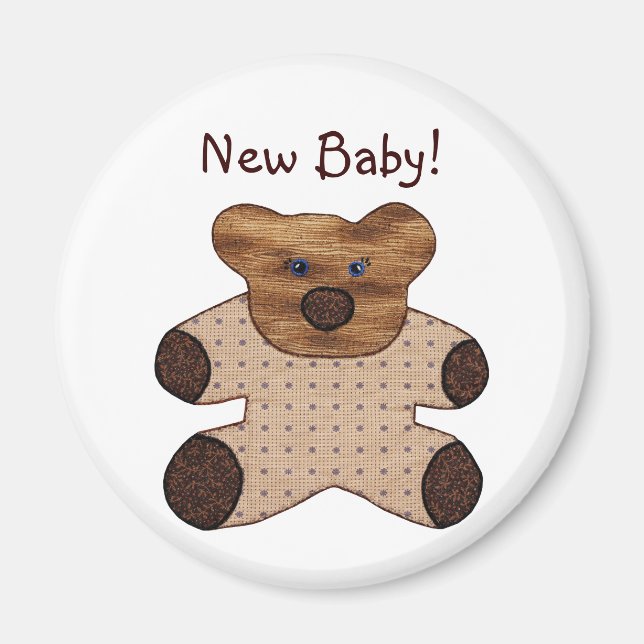 Aimant Cute Country Style Teddy Bear Nouveau bébé (Devant)