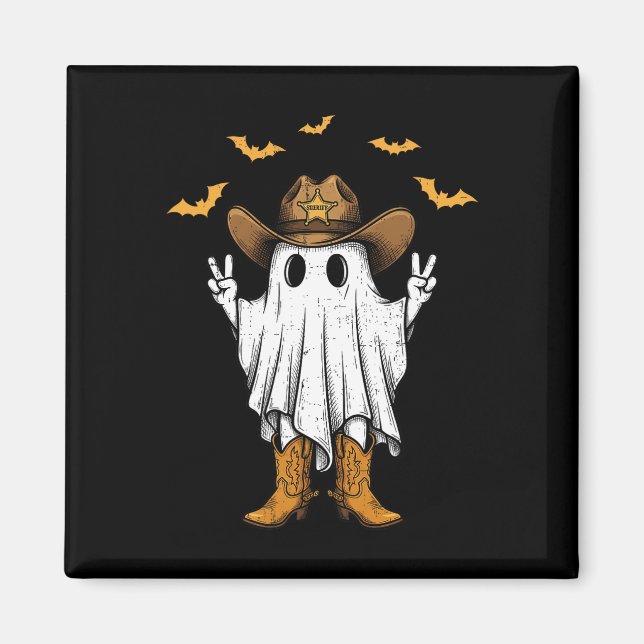 Aimant Cute Cowboy Ghost Sheriff Paix Drôle Halloween Me (Devant)