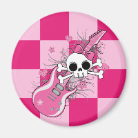 Cute crâne avec guitare rose