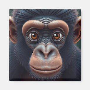 Aimant Cute Crazy Funny Chimpanzé Anime Portrait