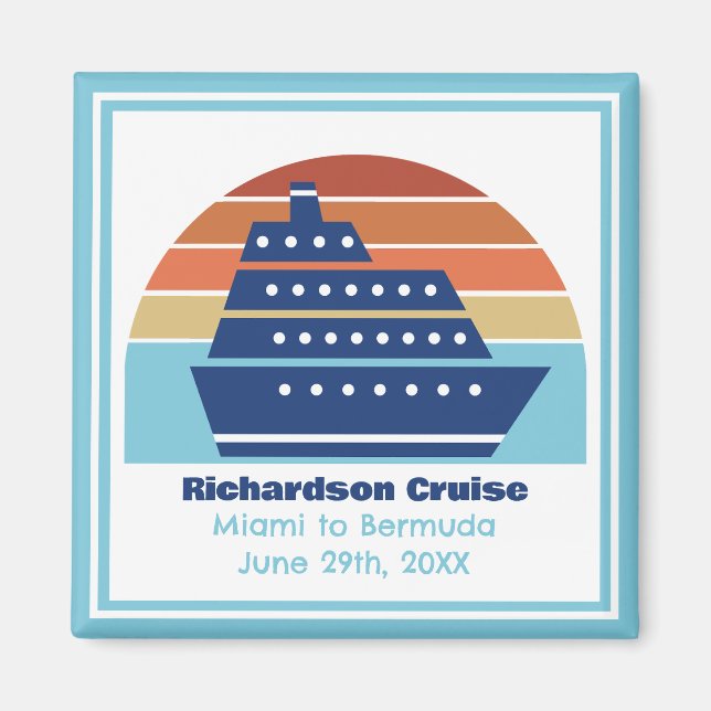 Aimant Cute Cruise Ship Famille Voyage Coucher de soleil  (Devant)
