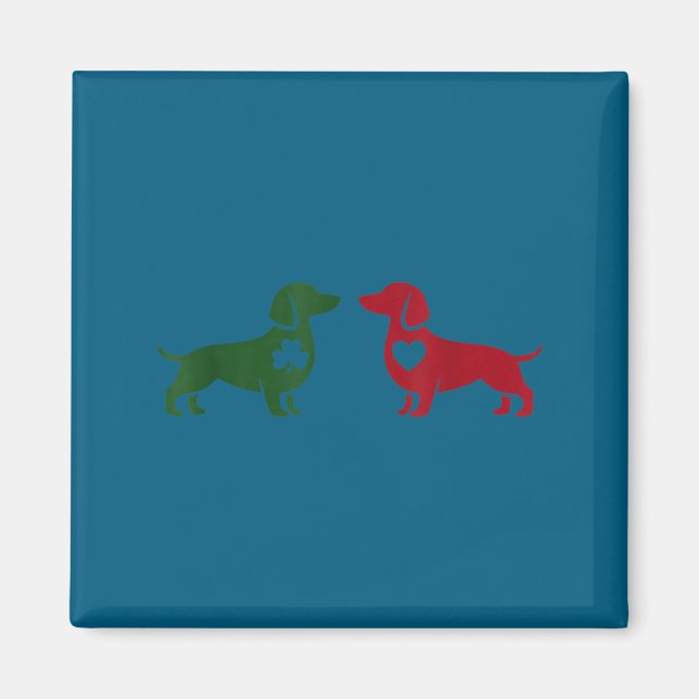 Aimant Cute Dachshund Valentines Patrick's Day Lover Dog  (Devant)