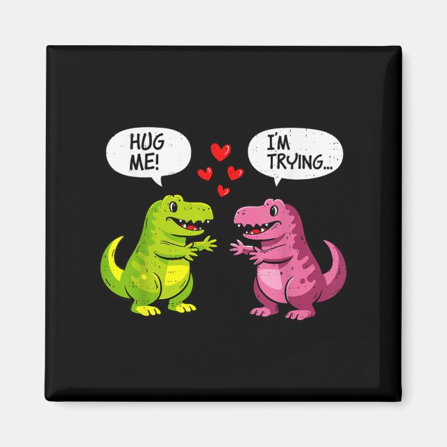Aimant Cute Dinosaur T Rex Hug Valentines Day Couple Boyf (Devant)