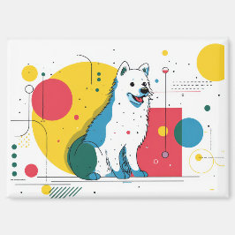 Aimant Cute dog sits in colorful art space