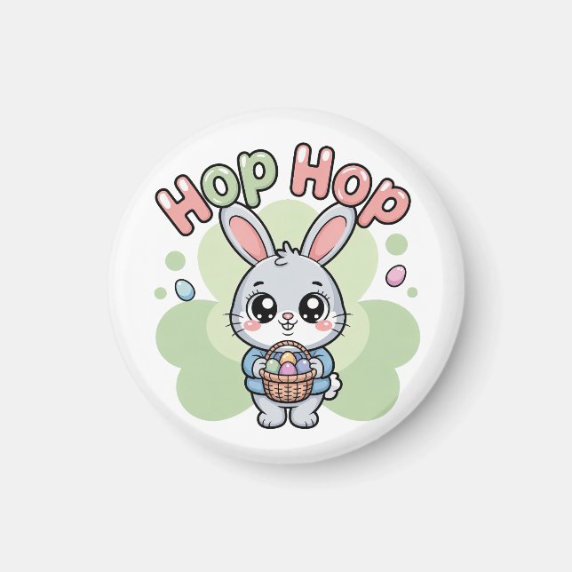 Aimant Cute Easter Hop Bunny Basket Artwork (Devant)