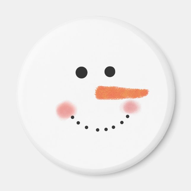 Aimant Cute face Snowman ronde (Devant)