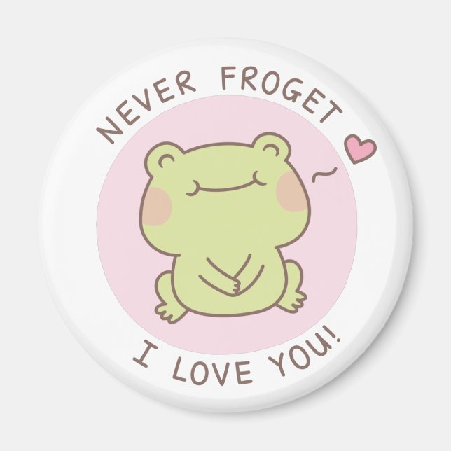 Aimant Cute Frog Pun Jamais Frogret Je T'Aime (Devant)