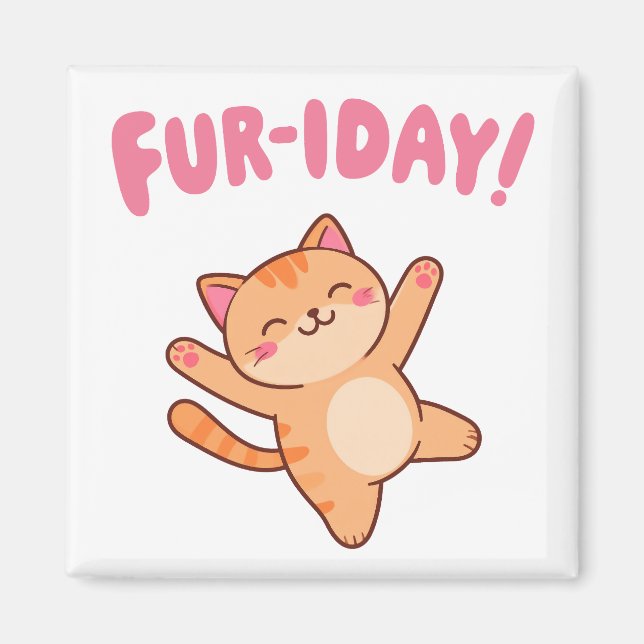 Aimant Cute Fun Chat Fur-iday (Devant)