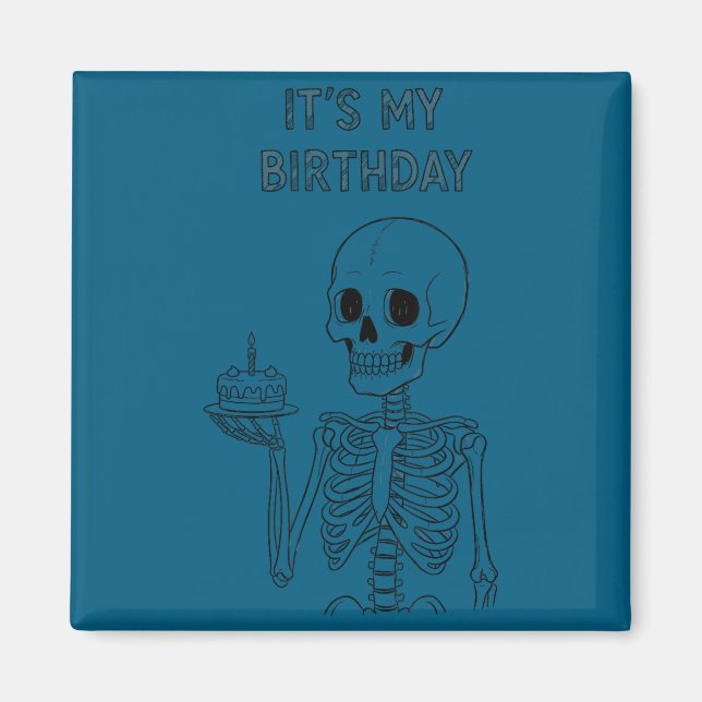 Aimant Cute Funny Kawaii Skeleton Birthday Skull Happy Wo (Devant)