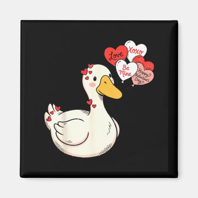 Aimant Cute Funny Valentine Silly Gooses Duck Love Matchi (Devant)