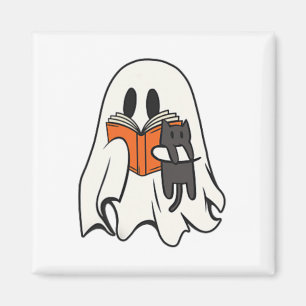 Aimant Cute Ghost Chat Lecture Livre Saison Éffrayante Ha