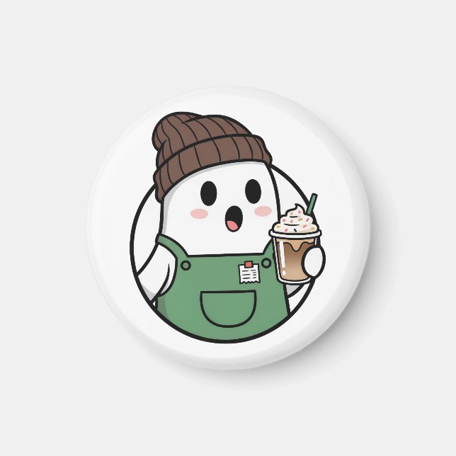 Aimant Cute Ghost Coffee Button (Devant)