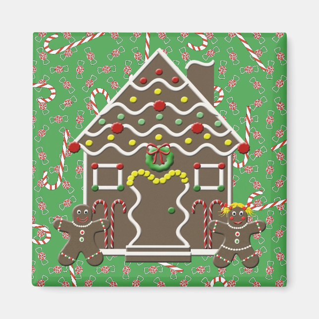 Aimant Cute Gingerbread Maison Homme Fille Noël Bonbon (Devant)
