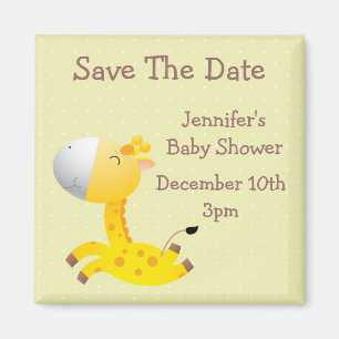 Aimant Cute Giraffe Enregistrer le Baby shower Date