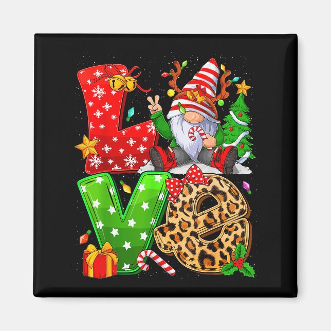 Aimant Cute Gnome Family Christmas For Women Men - Love G (Devant)