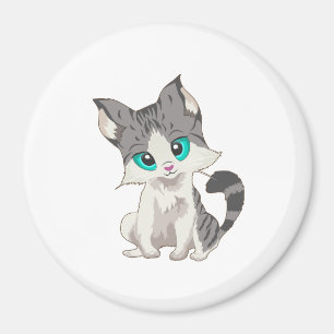 AIMANT CUTE GRAY AND BEIGE LITTLE KITTEN WITH BLUE EYES