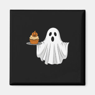 Aimant Cute Halloween Ghost Holding Citrouille Cupcake Po