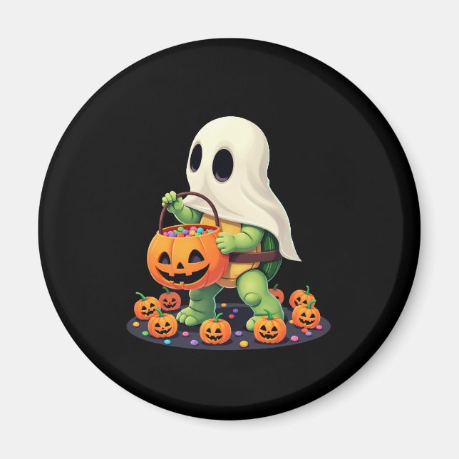Aimant Cute Halloween Turtle Ghost avec bonbon (2) (Devant)