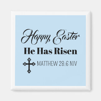 Aimant Cute Happy Easter He Has Risen Bible Verse Blue