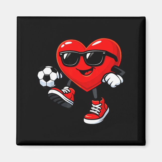 Aimant Cute Heart Playing Soccer Valentines Day Soccer Bo (Devant)