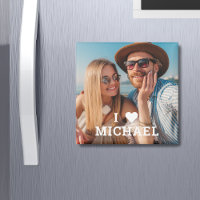 Cute I Love Heart Photo Couples Nom personnalisé