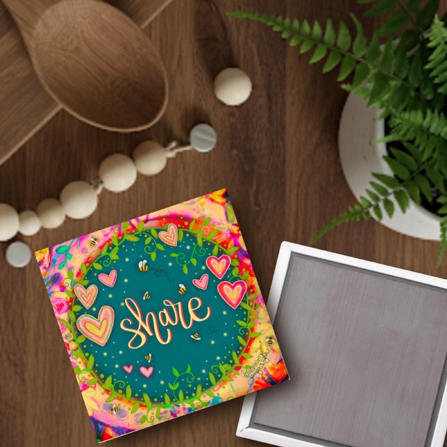 Aimant Cute Inspirational Share Coeurs Floral Fun (Créateur téléchargé)