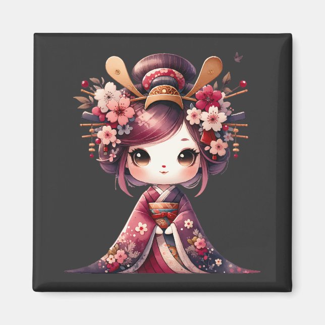 Aimant Cute Japonaise Geisha (Devant)
