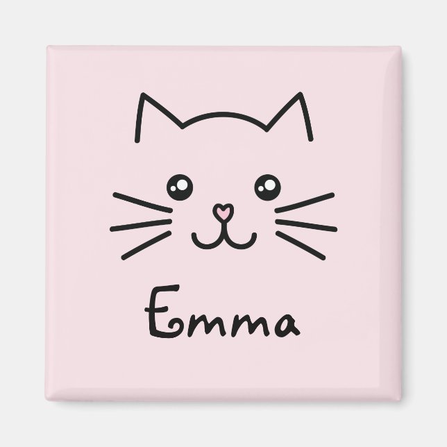 Aimant Cute Kawaii Kitten Visage de chat avec nez de coeu (Devant)