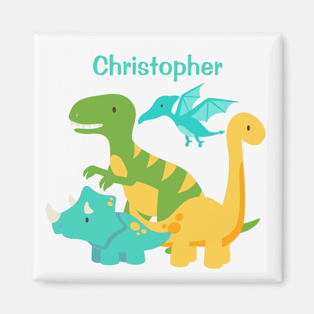 Aimant Cute Kids Dinosaur Personnalisé (Devant)