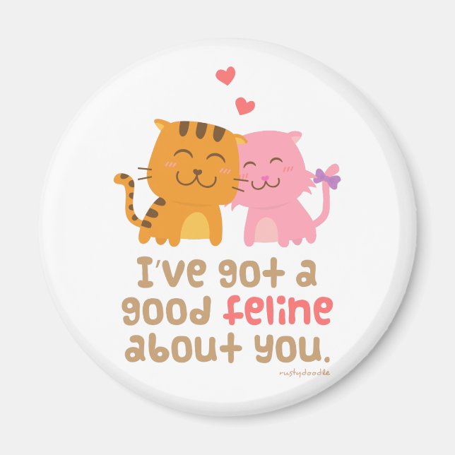 Aimant Cute Kitty Chat Feline Love Confession Pun Humour (Devant)