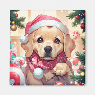 Aimant Cute Labrador Retriever avec casquette pastel & fo
