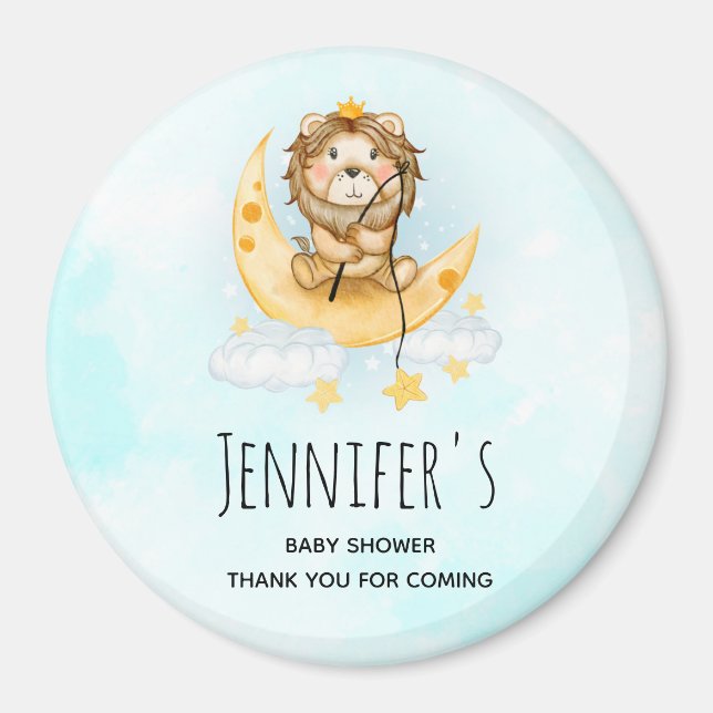 Aimant Cute Lion Fishing Baby shower d'aquarelle (Devant)