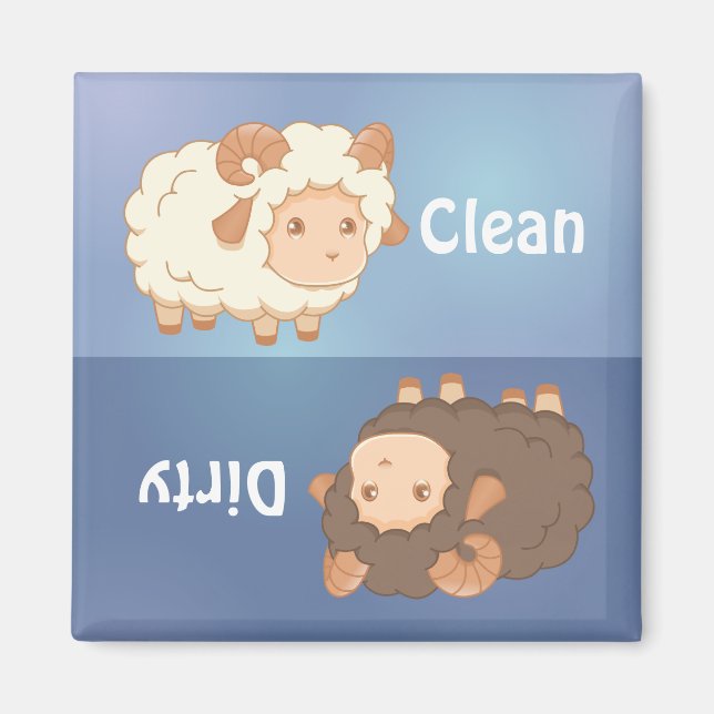 Aimant Cute Little Sheep Ram Clean Lave-vaisselle sale (Devant)