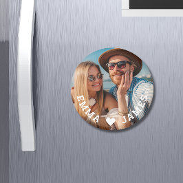 Aimant Cute Love Heart Photo Couples Noms personnalisés