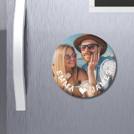 Aimant Cute Love Heart Photo Couples Noms personnalisés