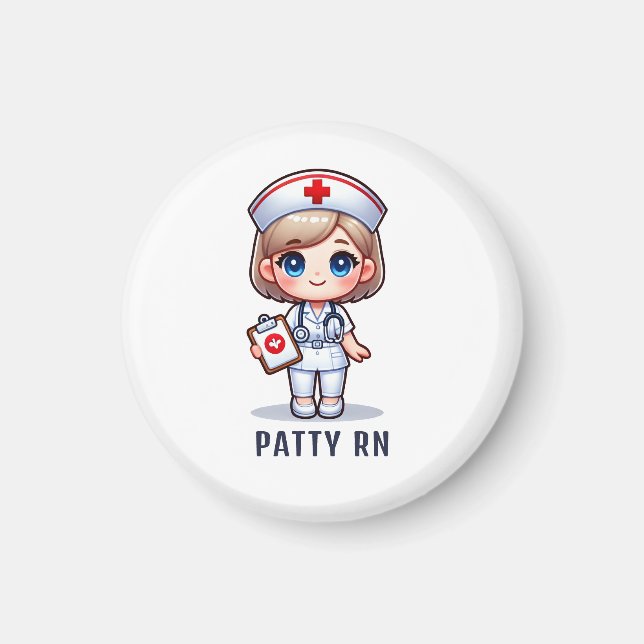 Aimant Cute Manga Blonde Nurse Caricature Personnalisée (Devant)