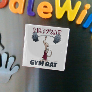 Aimant Cute Meerkat Gym Rat Funny Weightliftlifter Cartoo