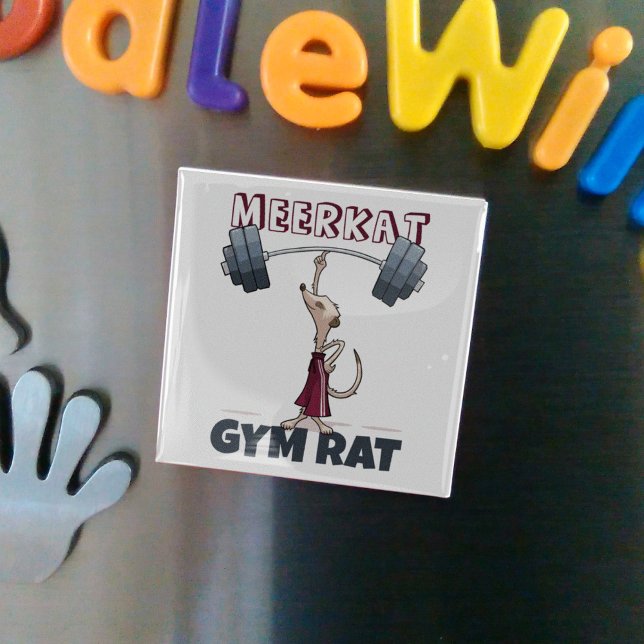 Aimant Cute Meerkat Gym Rat Funny Weightliftlifter Cartoo (Créateur téléchargé)