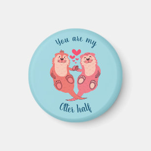Aimant Cute Otters Valentines Day Couple Personnalisé