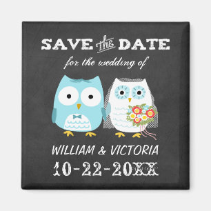 Aimant Cute Owls Mariage Chalkboard Style Enregistrer la 