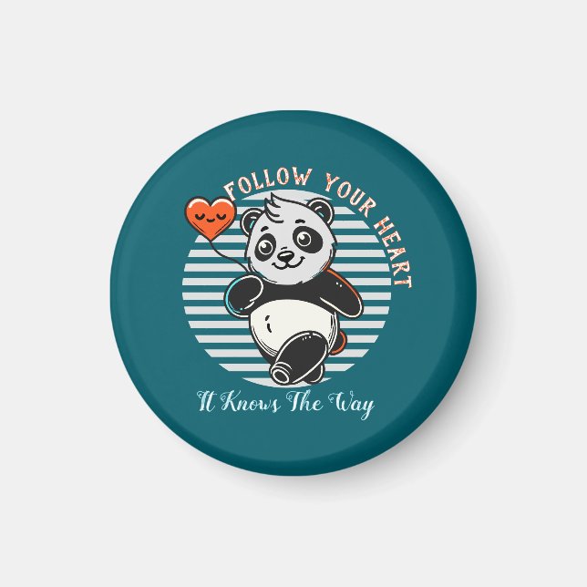 Aimant Cute Panda "Suivez votre coeur" Personnalisé (Devant)