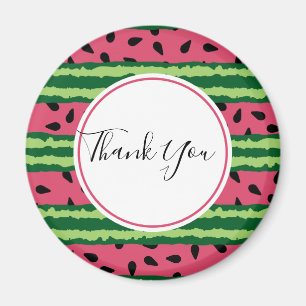 Aimant Cute pastèque Motif rose et Merci vert
